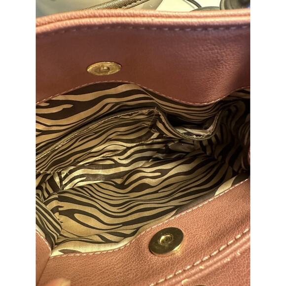 SAMOE STYLE ADJUSTABLE STRAP BUCKET PURSE Pink Leather Boho - Picture 6 of 16